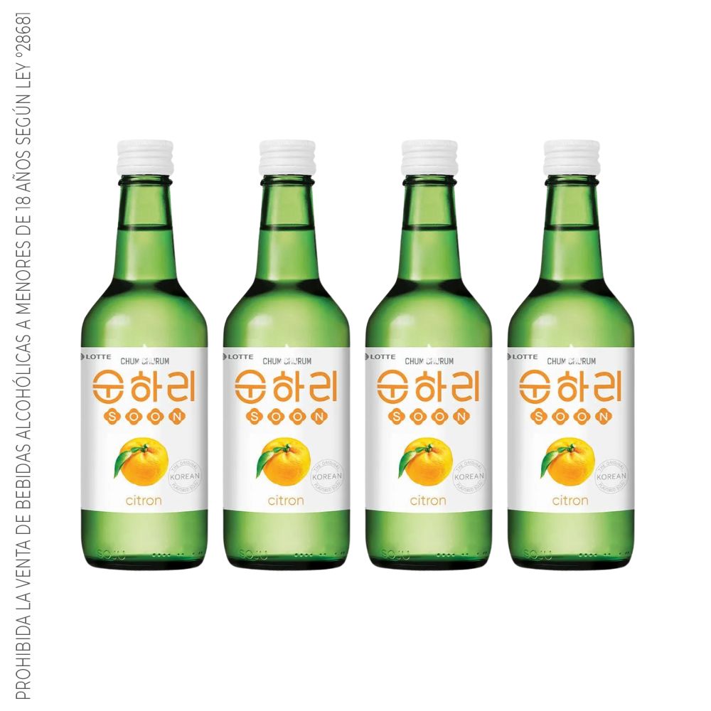 Soju Chum Churum Citron - Licor a base de arroz sabor Citron 12% Alc Pack x4