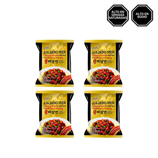 Jjajangmen - Fideo instantáneo con Salsa de Soya negra Jjajangmen Pack x4