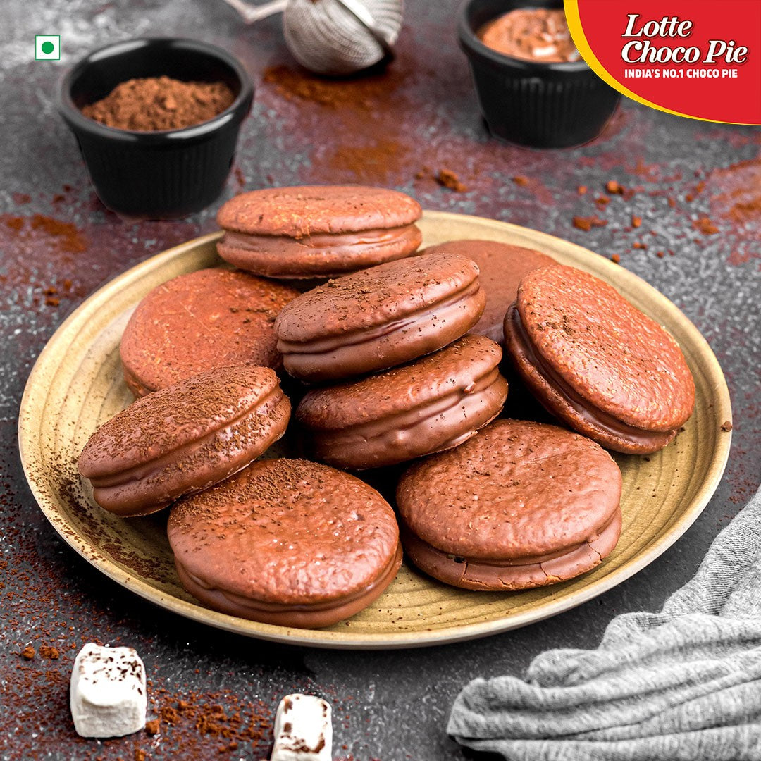 Chocopie Lotte - Biscocho de Vainilla relleno de Mashmellow de Chocolate Pack x3