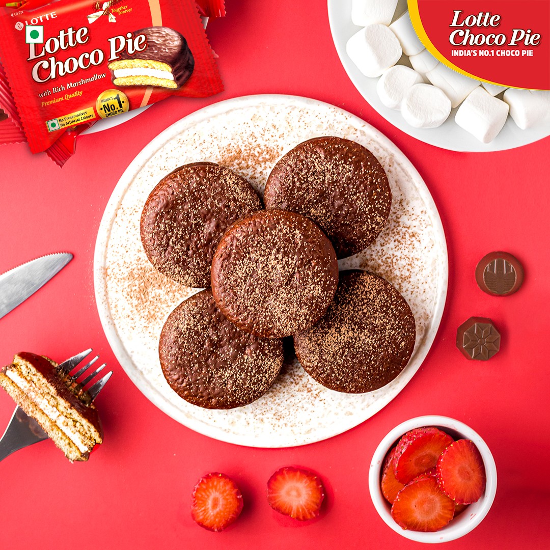 Chocopie Lotte - Biscocho de Vainilla relleno de Mashmellow de Chocolate Pack x3