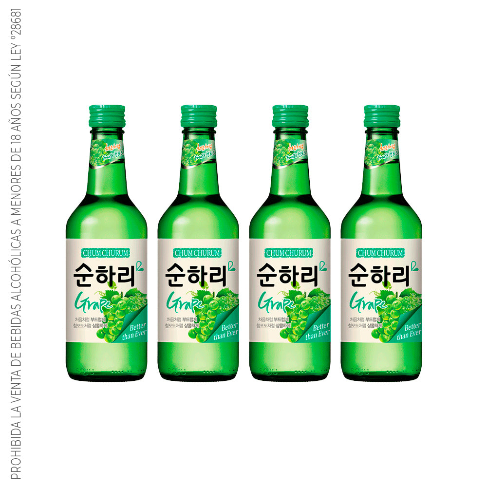 Licor Coreano Soju, Jinro, 4 sabores (Chamisul Fresh, Classic, Toronja y  Uva Verde) en 8 botellas de 360ml cada una. : : Alimentos y  Bebidas