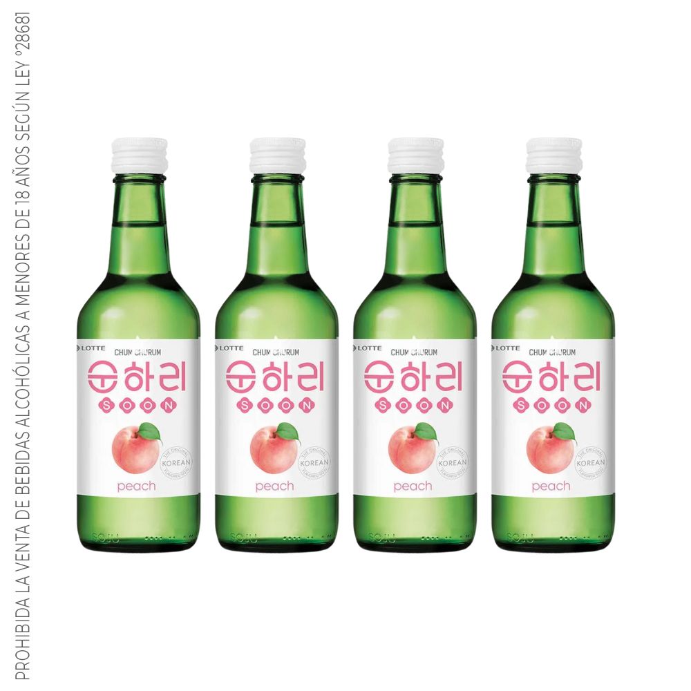 Soju Chum Churum Durazno - Licor a base de arroz sabor Durazno 12% Alc Pack x4