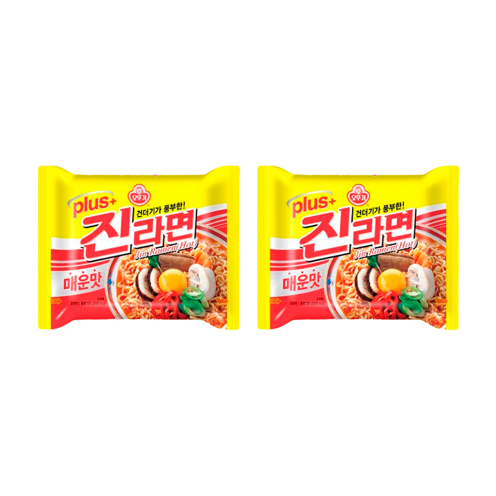 Jin Ramen Hot - Sopa instantánea sabor a Carne Picante en Bolsa - X2 Unid.