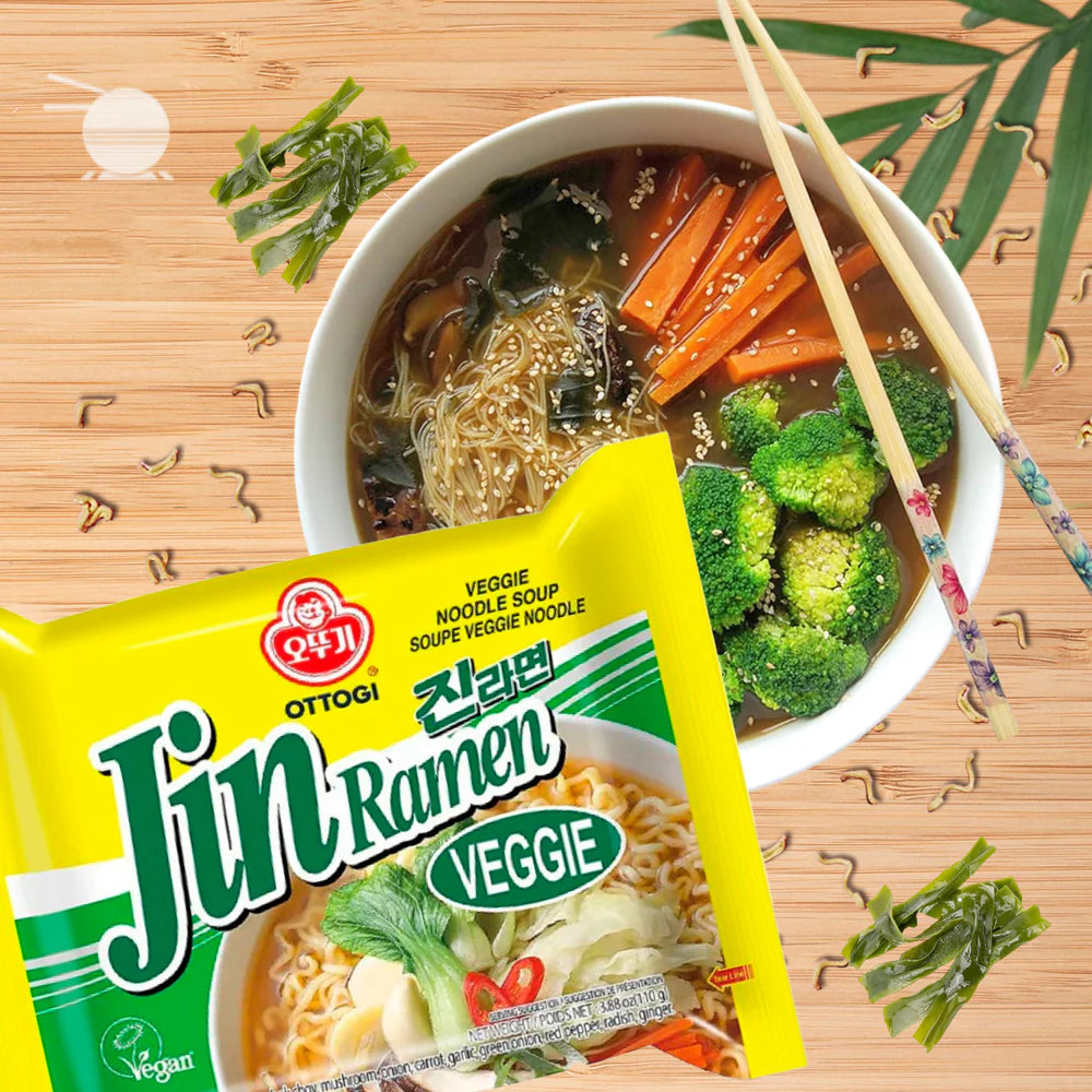 Jin Ramen Veggie - Sopa instantánea sabor a vegetales en Bolsa