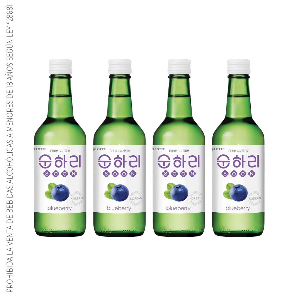 Soju Chum Churum Arandano - Licor a base de arroz sabor Arandano 12% Alc Pack x4