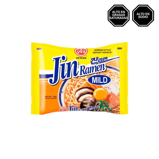 Jin Ramen Mild - Sopa instantánea sabor a Carne poco Picante en Bolsa