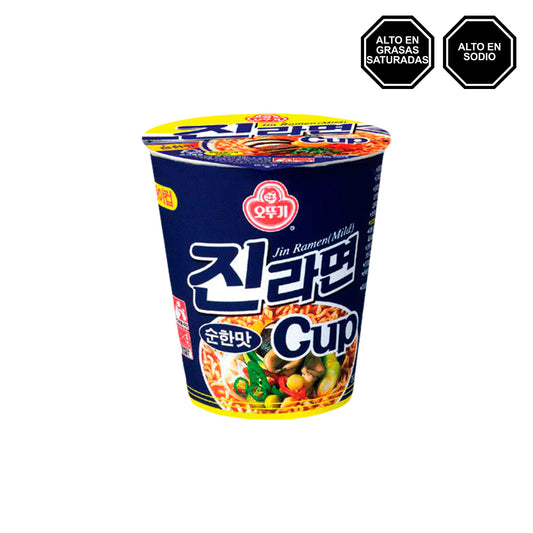 Jin Ramen Mild - Sopa instantánea sabor a Carne poco Picante en Vaso