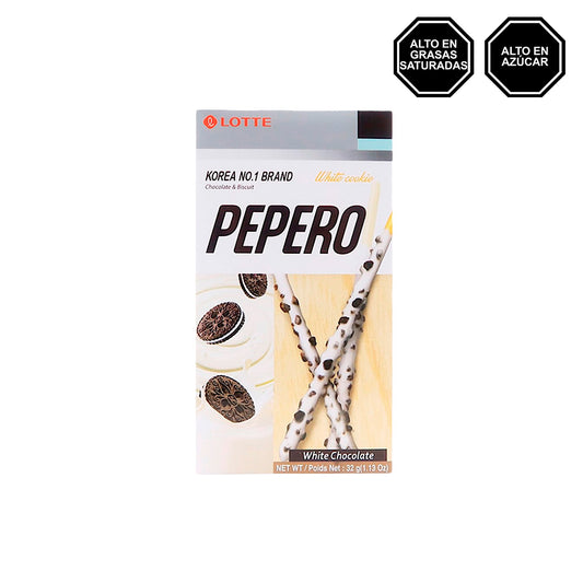 Pepero White - Palitos de Galleta bañados de Chocolate Blanco con Oreo