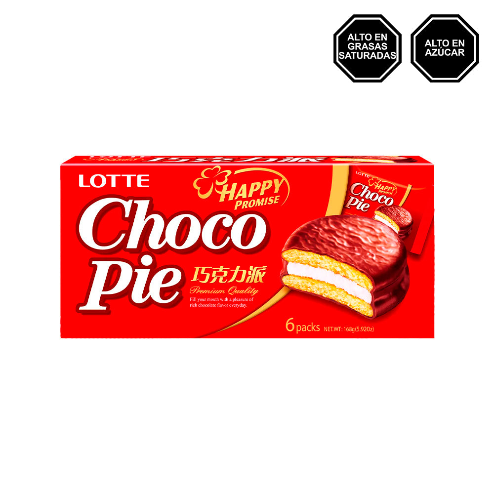 Chocopie Lotte - Biscocho de Vainilla relleno de Mashmellow de Chocolate