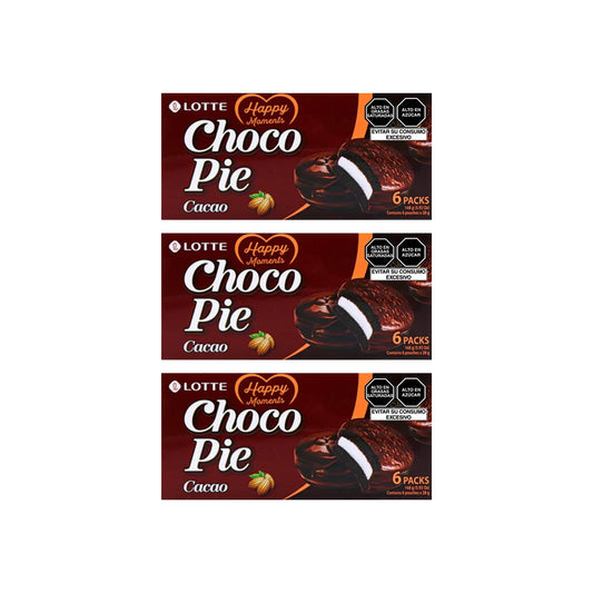 Chocopie - Biscocho de Chocolate relleno de Mashmellow cubierto de Chocolate Pack x3