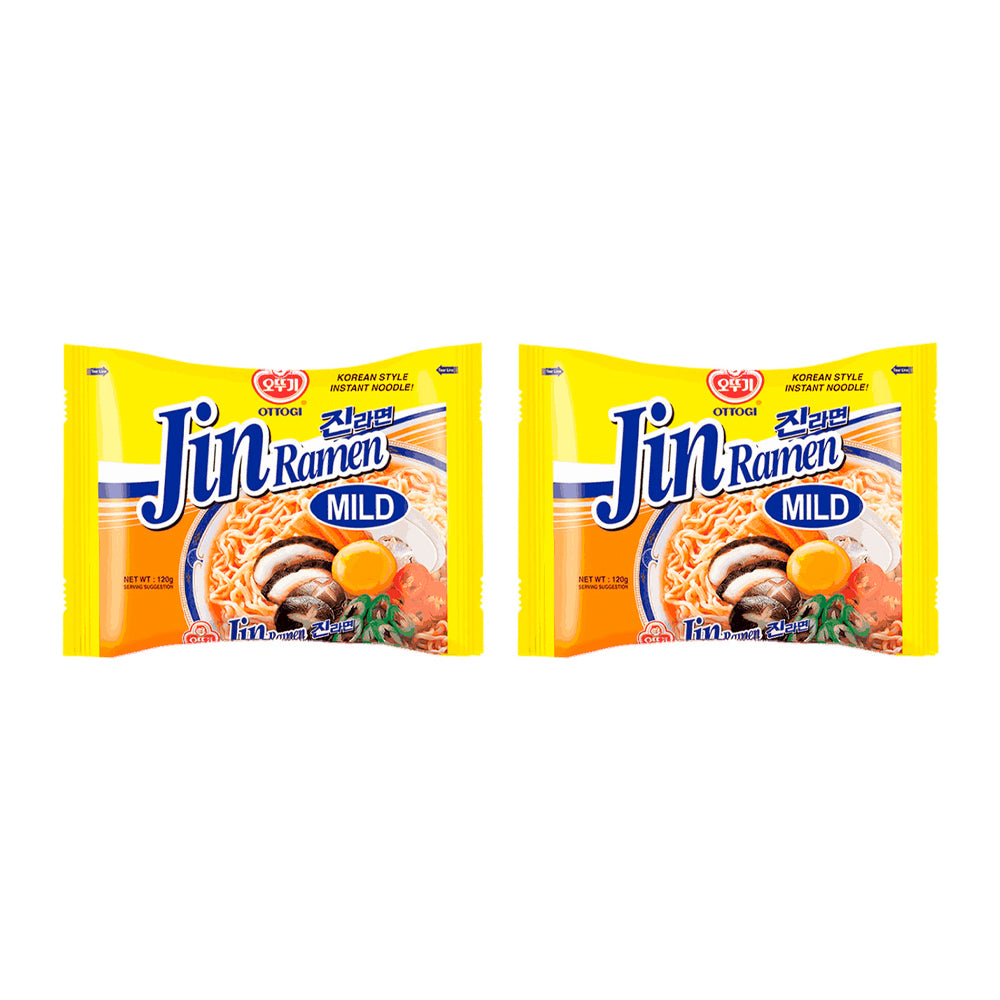 Jin Ramen Mild - Sopa instantánea sabor a Carne poco Picante en Bolsa - X2 Unid.