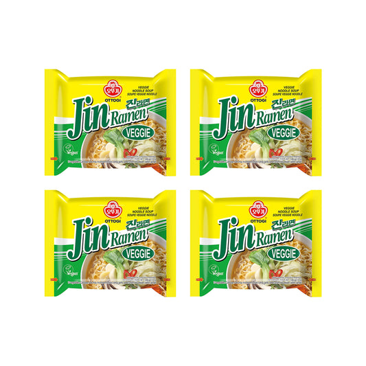 Jin Ramen Veggie - Sopa instantánea sabor a vegetales en Bolsa - Pack X4