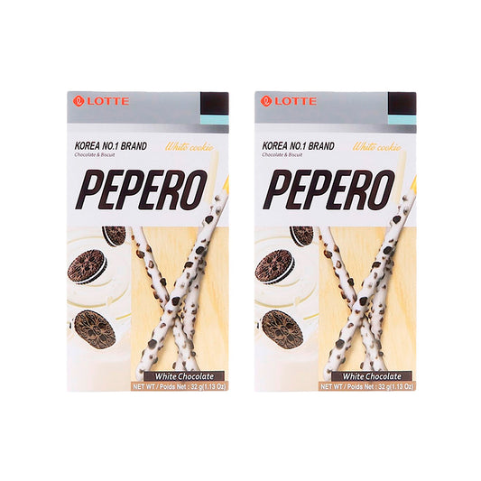 Pepero White - Palitos de Galleta bañados de Chocolate Blanco con Oreo - X2 Unid.