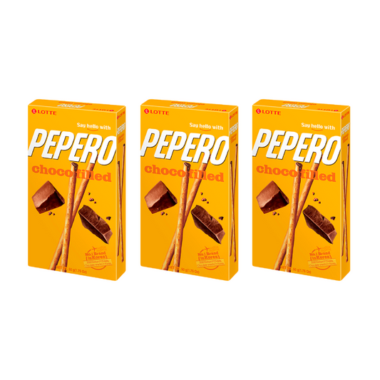 Pepero Choco Filled - Palitos de Galletas Rellenos de Chocolate X3