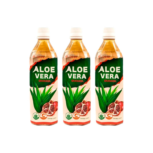 Lotte - Bebida de Aloe Vera sabor Granada 500ml Pack x3