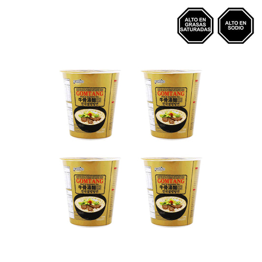 Gomtang Ramen - Sopa instantánea de Carne sin Picante en Vaso Pack x4