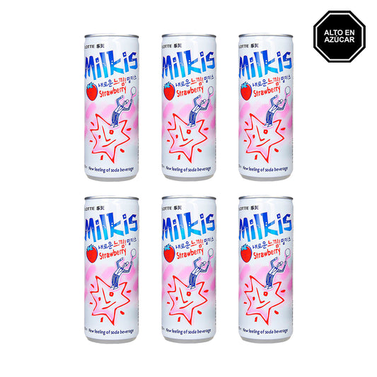 Milkis Fresa - Bebida gasificada sabor a Leche de Fresa Pack x6