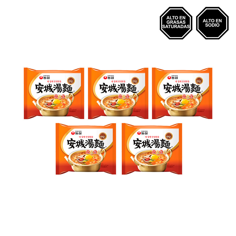 Ansungtangmyun - Sopa instantánea sabor a Carne Picante en Bolsa Pack x5