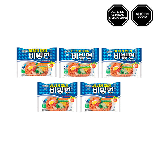 Bibimen - Fideo instantáneo con Salsa Gochujang Picante y Dulce Pack x5